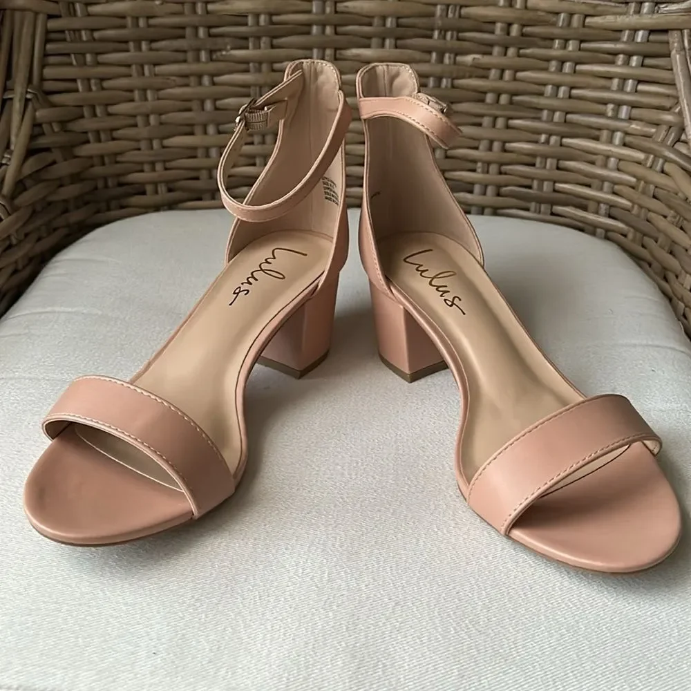 Lulus Harper Almond Ankle Strap Heels Size 8.5US